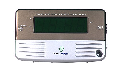 Sonic Alert SB200SS Loud Bedside & Travel Clock with Vibrating Shaker Pad - Silver- UK Version