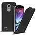Produktbild Conie Flip Hülle kompatibel mit LG K8 2018, PU Ledertasche in Schwarz klappbare Handyhülle innen weich gefüttert