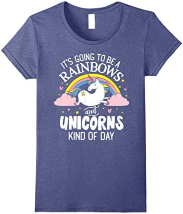 Unicorn T-Shirt - It's Going to be a Rainbows and Unicorns K Female Medium Heather Blue