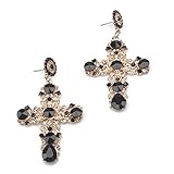 Material: aleación. Pendientes largos con forma de cruz de Kercisbeauty, con diamantes de imitación, estilo bohemio, para mujeres y niñas, bares, fiestas, cumpleaños, aniversarios, uso diario, regalos y accesorios