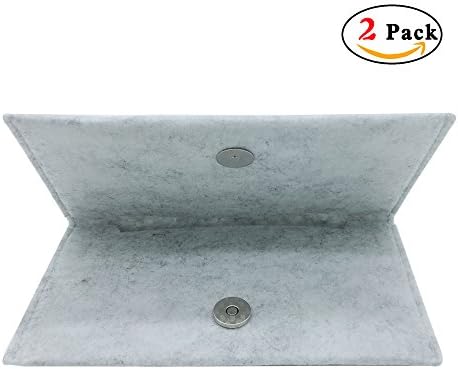 Airven 2-Pack Slim Felt Pencil Case with Magnetic Closure (Gray)