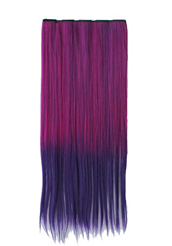 Amazing 22" One Piece Clip in Hair Extensions Ombre (Straight, Purple red to dark purple)