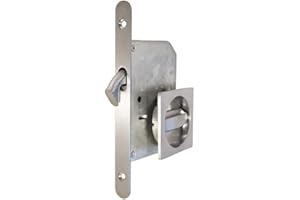 bricoleva.it Kit de serrure de porte coulissante avec rosette carrée et serrure, poignée avec loquet de porte pour porte coulissante (Couleur chrome satiné)