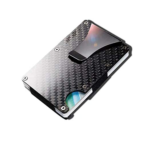 Carbon fiber credit card holder with metal money clip -nfc rfid blocking slim metal wallet purse for men