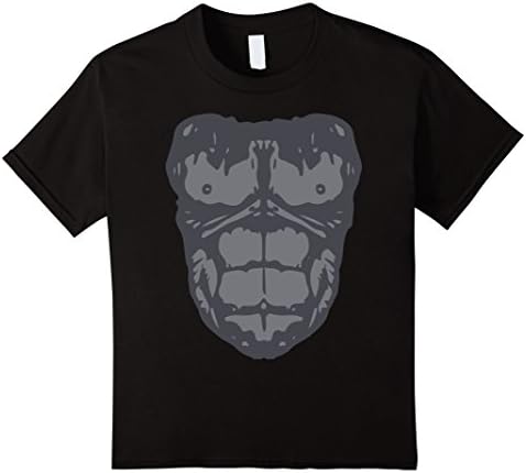 Kids Gorilla Chest T-Shirt - Halloween Costume Suit - Men Women 8 Black