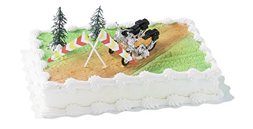 Cake Company Torten-Figur "Motorrad" | 2 Motorräder | 2 Tannen & 2 Fahnen | aus Kunststoff | Torten-Deko & Kuchen-Deko für Motiv-Torten | Tortenverzierung für den Kuchen