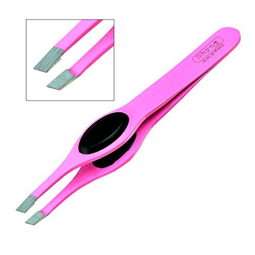 PROFESSIONAL SLANTED GRIPPY EYEBROW TWEEZERS HAIR BEAUTY TWEEZER GRIPPED (Pink)