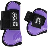 QHP Gamaschen + Streichkappen Hartschale Luxe 4er Set Neopren Klett viele Farben (Pony, Passion Flower)