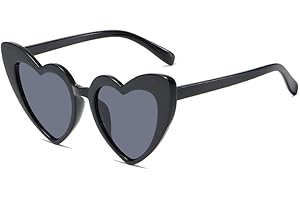 Zueauns Herz Sonnenbrille Damen Herzbrille Herzen Sonnenbrillen Vintage Herzform Party Brille Katzenaugen Sonnenbrille für Damen Frauen