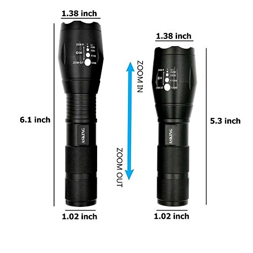 Asking Taschenlampe Taschenlampe LED Ultra Leistungsstarke Zoomable wiederaufladbar mit 5 Modi Lichtstärke verstellbar (Batterie wiederaufladbar enthalten) - 3