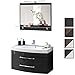 Produktbild Badmöbel-Set VERONA Small anthrazit 2-tlg, Spiegel 90 cm LED beleuchtet, Badezimmer Waschplatz 100 cm mit 2 Schubladen (Waschbecken + Waschtisch-Unterschrank)