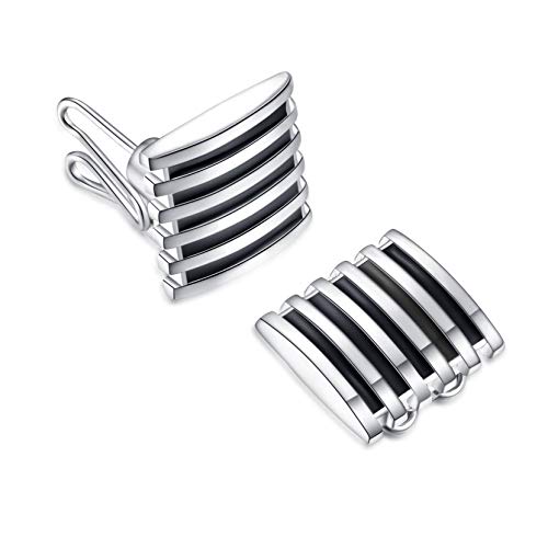 Button Cuff Cubre Botones Franja Negra - La Alternativa a Los Gemelos para Camisas Ordinarias