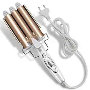 JGJ Triple Barrel Hair Styler Professional Ceramic Anti-Static Anti-scald Travel Hair Curler Curl Curling Make Curling Iron Rod Brush Curling Wand Roller Waver Maker Styling Tool for Women