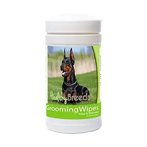 Healthy Breeds Dog Multi-Purpose Grooming Wipes for Doberman Pinscher - Over 80 Breeds - Cleans Paw Pads, Skin Folds, Armpits, Face, Butt - 70 Count - Aloe and Oatmeal for Sensitive Skin