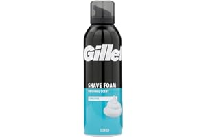 Gillette Men Shaving Foam Sensitive Skin Original Scent Clean Shave 200ml Pack of 1 Soft Face Body Aloe Vera Mousse Compatible with Gillette Razor with Welari Thank You Card | (1pack) (200ml)