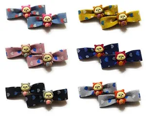 Moms Darling Stylish Hair Accessories | Hair Bows | Ribbon Bows with Alligator Clip | Hair Pins | Hair Clips For Toddlers |Kids | Baby | Girls. Multicolor (PACK OF 6 PAIR = 12 PIECES)