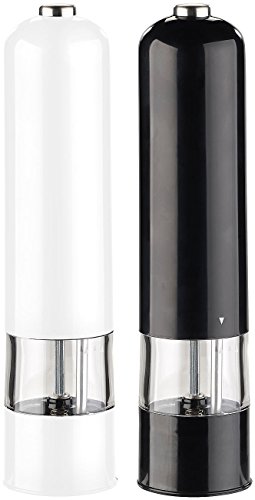 Rosenstein & Söhne 2er-Set elektr. Salz- & Pfeffermühle, Keramik-Mahlwerk, LED, 22,5 cm - 3