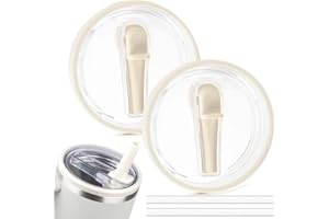 Maxmana Secret 2 Pack 40oz Tumbler Flip Straw Lid Replacement Fit for Stanley Quencher with Straws, Leak Proof Splash Resistant Tumbler Lids for Stanley Cup Accessories (Cream White)