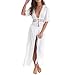 Price comparison product image Janly® Woman Maxi Bikini Swimwear White Lace Cover Up Cardigan Boho Long Dress (M)