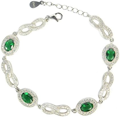 Elensan1 Fashion Sterling Silver Cubic Zirconia Created Rectangle Bangle Roman Tennis Bracelet