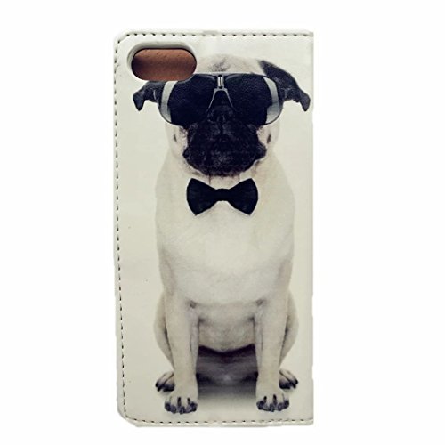 MUTOUREN iPhone 7 Plus (5.5 Zoll) Drucken 2 in 1 Brieftasche Bumper Slim-Schutzhülle Tasche mit Karten- / Geldscheinfach PU Leder Handyhülle Schutzhülle Magnetverschluss Kunstleder Flip Case Tasche Hülle Schutz Etui Schale + Eingabestift – Cool Hund - 3