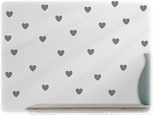 wallfactory - wall decal - 60 great Hearts in silver