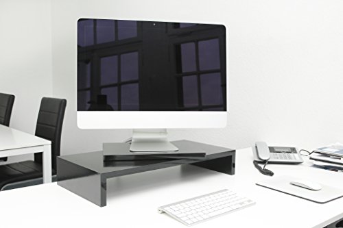 Design Monitortisch „Sauerland“ Bildschirm Ständer Drehbar Hochglanz Schwarz B / H / T 60 x 12 x 30cm - 2