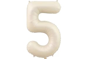 Elizakumi Cremeweiß Nummer 5 Luftballon Zahl 5th Birthday Für Männer Mädchen, Geburtstag Helium Folienballon Zahlenballon 5 Cremeweiß / 40 Zoll