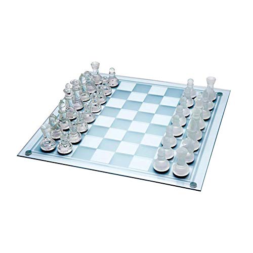 Preisvergleich Produktbild Dedeka Schachkassette, Grosses Schachspiel, Benross Glas Schach- und Entwurfsset, Exquisites Milchglas Schachspiel, 25cm * 25cm