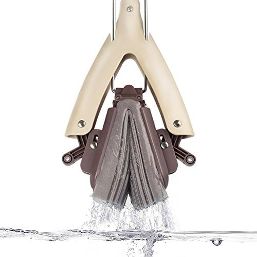 JiaYue Cleaning Tools Stainless Steel Cotton Mop Fold V Type Dehydration Brown Size 146cm , Brown