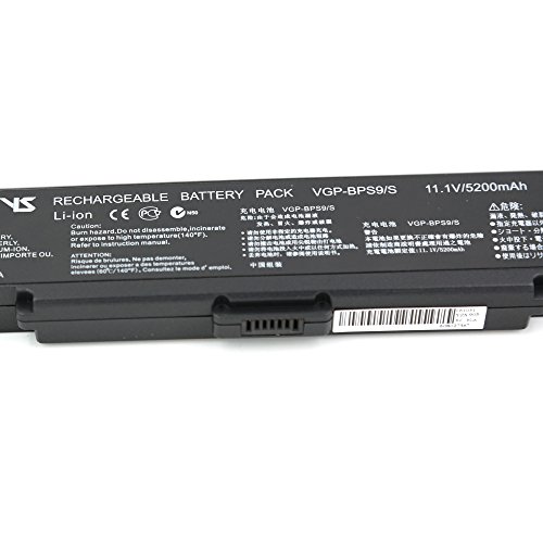 BLESYS – 5200mAh 6-Zellen-11.1V SONY VGP-BPS9 / S VGP-BPS9A / S VGP-BPS9 / B VGP-BPL9 VGP-BPS9A / B Ersatzbatterie passen SONY VAIO VGN-AR53DB VGN-CR11 VGN-CR120E VGN-CR125E VGN -CR131E VGN-CR13G VGN-SZ5MN / B VGN-SZ5XN / C VGN-SZ5XWN / C VGN-SZ780 Series Laptop (Black) - 2