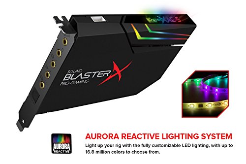 Creative - Sound BlasterX Ae-5 - Tarjeta de Sonido Interna para Gaming PCIe  DAC Clase Sabre Amplificador de Auriculares  16-600 Ohm  ncluye una Tira LED RGB para su PC  Color Negro 