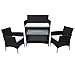 Produktbild SVITA Poly Rattan Sitzgruppe Essgruppe Set Farbwahl - Cube Sofa-Garnitur Gartenmöbel Lounge Farbwahl (4er Garnitur, Schwarz)