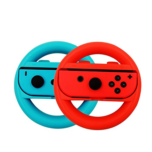 Nintendo Switch Controller per Volante Set di 2, Joy-con Wheel Manopole per Nintendo Switch. (Blu e Rosso)