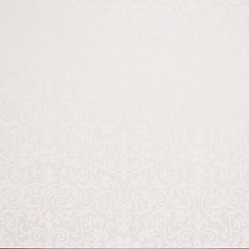 Wallpaper Paper with White Embroidery on Fund Pearl Bright and Pearlescent Chalk Chatillon CHA040.