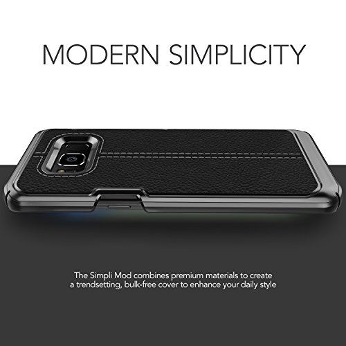 Galaxy S8 Hülle, VRS Design® Leder Schutzhülle [Schwarz] Handytasche Slim Case mit Echt-Leder Außenseite Ledertasche [Simpli Mod] für Samsung Galaxy S8 2017 - 2
