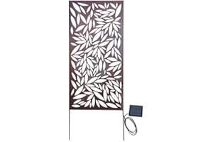 Nortene Panneau décoratif Solaire en métal, Motif Feuillage - Batterie Rechargeable - 60 x 120 cm