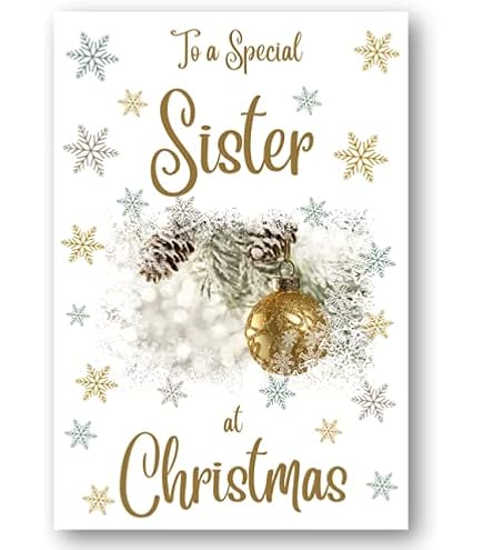 Paperlink Weihnachtskarte Für Schwester – Mit Cocktail-Motiv & Goldfolie, 15,3 X 20,3 Cm, Lustiger Text, Nachhaltiges Papier
