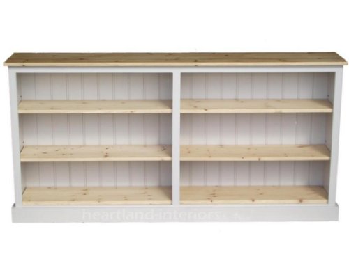 100% Solid Wood Bookcase, 3ft Tall x 6ft Wide White Painted & Waxed Adjustable Display Storage Shelving Unit. No flat packs, No assembly (BK8-CP)