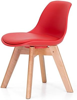 JUNDENGZI Children's Solid Wood Stool Backrest Chair Soft Bag Kindergarten Baby Chair Plastic Red 37*42*54cm