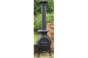 Castmaster stoves® - Pasadena Cast Iron Chiminea pot belly wood stove Patio heater - FREE BBQ Grill included