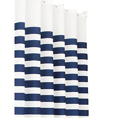Moolecole New rayé bleu et blanc marine Style rideaux Salle de bains Rideaux de douche Rideaux épais étanches moisissure Polyester rideaux de douche Largeur 150cm Hauteur 200cm