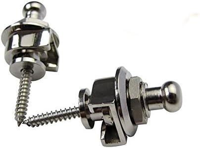 Alohha Security Straplocks Good Quality Strong Metal Guitar Strap Lock Suitable for Electric, Acoustic &amp; Bass Guitars Set of 2 (Chrome)