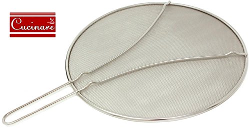 Cucinare Splatter Screen Guard with Double Thick Mesh for Cooking, Stainless Steel with Finest Woven Mesh and Resting Feet by Cucinare