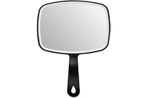 LATRAT Czarne dwustronne lusterko ręczne, czarne, profesjonalne lustro fryzjerskie, do zawieszenia, kwadratowe, do użytku w domu i w podróży (M)