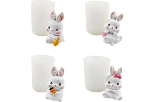 SAHGSA 4 sztuki silikonowych form z zajączkami wielkanocnymi, forma 3D, silikonowa forma do pieczenia, forma do ciasta, nieprzywierająca, dekoracja wielkanocna, do fondantu, ciast, czekolady