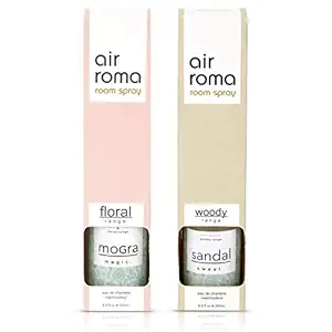 AIR-ROMA Combo of 2 Magic Mogra & Sweet Sandal Air Freshener Spray (400ml)
