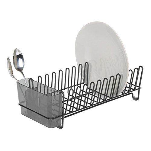 mDesign Geschirrabtropfer – Plastik-Abtropfablage für Spüle – tolles Abtropfgestell mit Abtropfschale – bis zu 15 Teller + Besteck – 31,8 cm x 14,0 cm x 10,2 cm - 4
