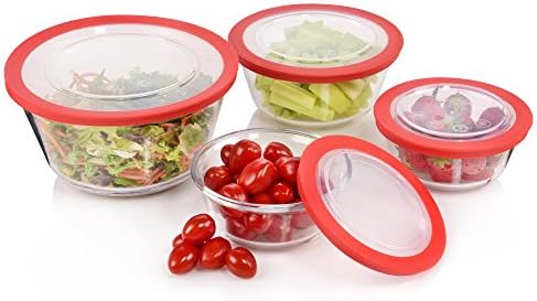 Bluespoon Casserole Moulds set with lids from plastic 8 pieces round | 0,6 L 1,2 L 2,4 L | Enjoy your lovely oven food and warm it again in the microwave.