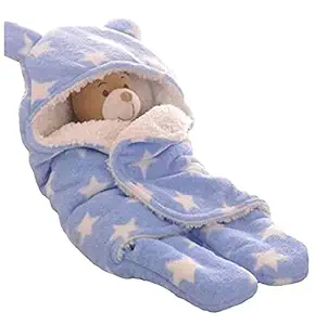 BABYZONE Printed Hooded Baby Blanket Cum Sleeping Bag (68 x 78) cm